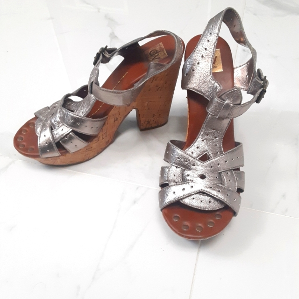 Dolce Vita silver tan platforms wedges